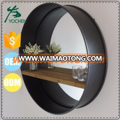 Metal Round Wall Mirror with Shelf