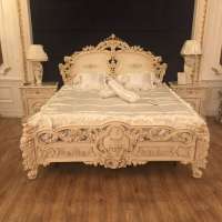 High quality solid classic bedroom with  hand carved italian bed with bedide table antique