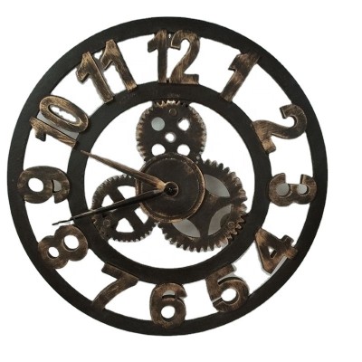 Antique Design Home Garden Decoration Metal Gear Wall Clock Metal Clock