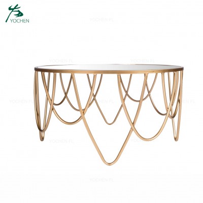 modern metal round coffee table tempered glass coffee table