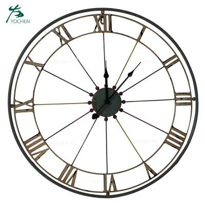 Large Size Vintage Style Roman Numbers Antique Metal Wall Clock