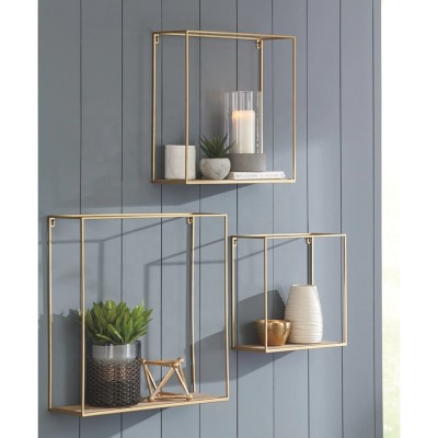 Nordic Simple Home Decor Decorative Plant Candle MDF Wall Shelf Metal Wall Hanging Shelf