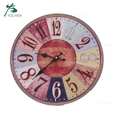 Vintage shabby chic colourful wooden wall clock