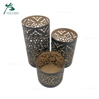 Retro pillar tealight bronze metal candle holder