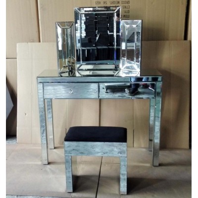 mirrored dressing table modern with mirror and stool