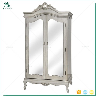 Factory wholesale price paris flower shabby floor stand home furniture fancy bedroom wardrobe