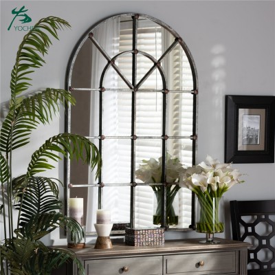 Large Decorative Window Mirror Antique Arch Mirror Metal Wall Mounted Vintage Floor Mirror