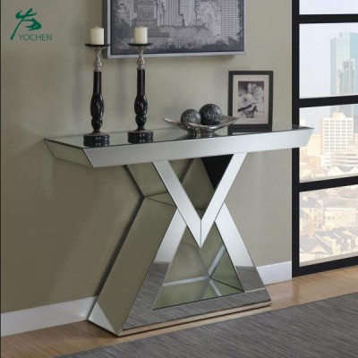 hallway mirrored console table sharp shape mirrored console table