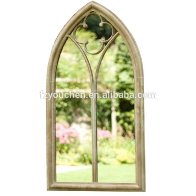 Arched door metal frame outdoor garden wall mirror