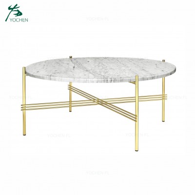 Nordic style golden real marble top coffee table