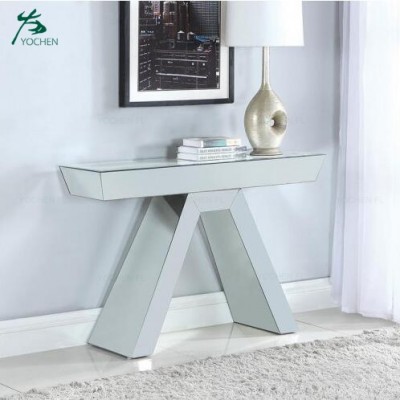 Silver crushed diamond furniture mirrored console table