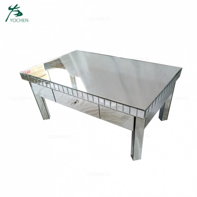 Modern furniture living room mirrored coffee table with one drawer