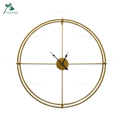 Modern Simple Home Decor Oversize Golden Metal Clocks Wall Clock