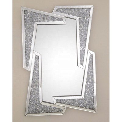 Venetian Diamond Crushed Sparkle Crystal Angles Wall Mirror